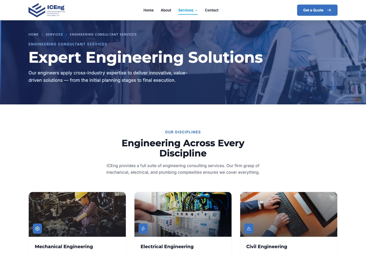 ICEng engineering consulting service page